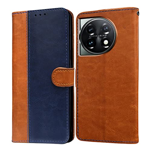 Image of Flip Cover Back Case for OnePlus 11 5G / 11R 5G | Premium Leather Finish | Inbuilt Pockets & Stand | Flip Cover Back Case for OnePlus 11 5G / 11R 5G (CamelBlue)