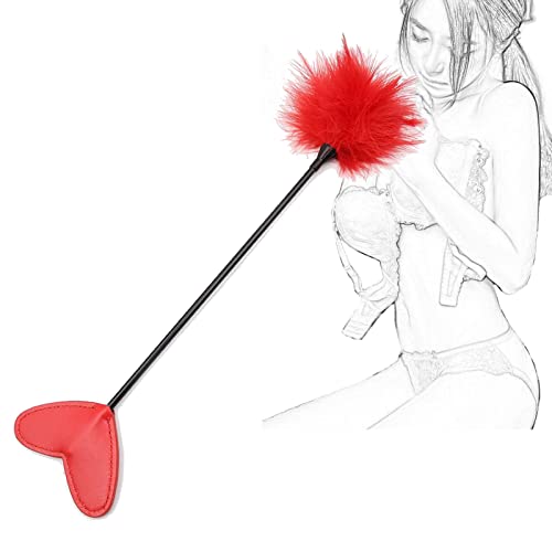 Fouet érotique Flogger SM avec pagaie en forme de cœur en cuir et chatouilleur de plumes de luxe chatouilleur de flirt BDSM bondage fessée fouet à clitoris en plumes jeu de rôle érotique jouet sexuel