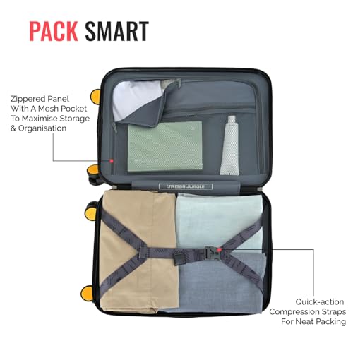 Image of Urban Jungle by Safari Hold-All Premium Top-Open Trolley Bag Set of 3, Cabin, Medium & Large Luggage, Hardside Polycarbonate Suitcase with 8 Silent Wheels and TSA Lock (Yellow)