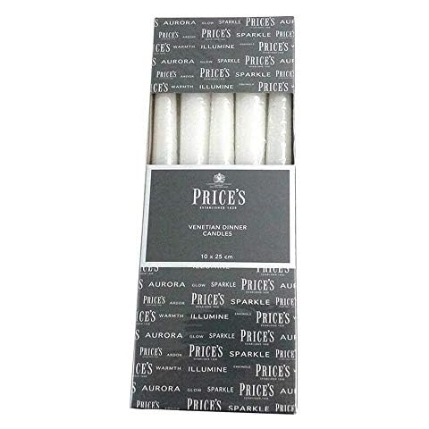 Prices Venetian 10 Inch Dinner Candle Wrapped Box of 10 - White Cover