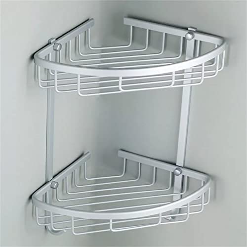 Estante de esquina de aluminio duradero: organizador de ducha triangular de 2 niveles 3