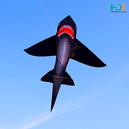 Hengda Kite For Kids Lifelike Black Shark Kite Single Line Kite Flying For Children Kids Outdoor Toys Beach Park Playing #TOP2