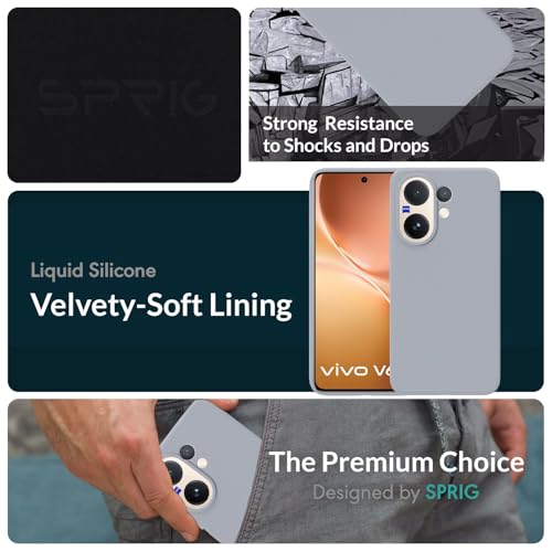 Image of SPRIG Compatible with Vivo V60 Premium SilkTone Back Cover Drop Tested Shock Proof Mobile Case for Men, Women, Boys and Girls with Camera Protection (Blue Grey)