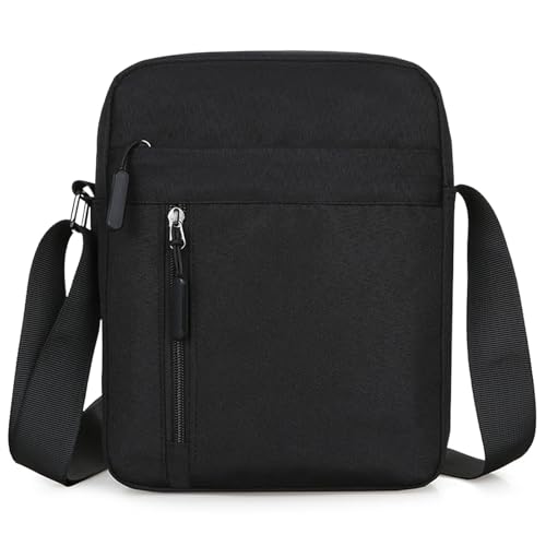Aucuu Bolso de Hombro, Bolso Bandolera Para Hombre, Bolso de Mensajero Impermeable con Correa Ajustable y Múltiples Bolsillos, para Trabajo, Compras, Escuela, Viajes, Uso Diario -Negro Aucuu Bolso de Hombro, Bolso Bandolera Para Hombre, Bolso de Mensajero Impermeable con Correa Ajustable y Múltiples Bolsillos, para Trabajo, Compras, Escuela, Viajes, Uso Diario -Negro