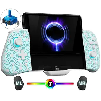 FUNLAB Switch Joypad Controllers for Nintendo Switch/OLED Joycon Replacement, Customizable Switch handheld Controller with Hall Effect Joysticks, Luminous One-Piece Controles Joypad Controller - 7 LED Colors