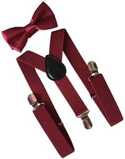 bnf 4xMens Suspenders with Bow Tie Y Back Braces for Formal Wear Halloween Cosplay Dark Red-picture-19