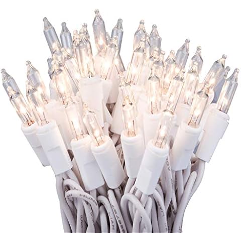 612 Vermont 100 Clear Christmas Lights on White Wire, UL Approved for Indoor/Outdoor Use, 18 Foot of Lighted Length, 20 Foot of Total Length Cover