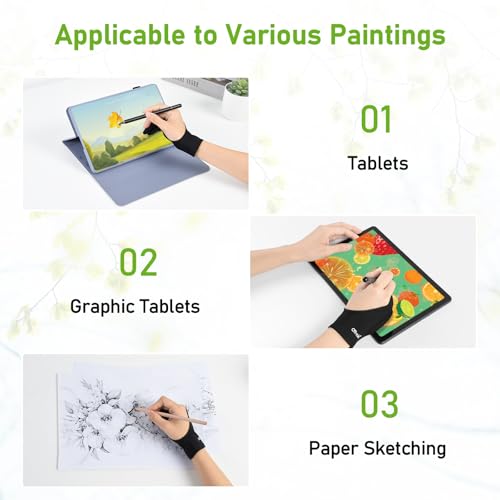 OTraki Artist Gloves for Graphic Tablets, 4 Pack Drawing Glove Left Right Hand Anti-fouling Art Glove for iPad Monitor Tablet Two Finger Drawing Gloves for Painting Paper Sketching (XL Size) - Image 5