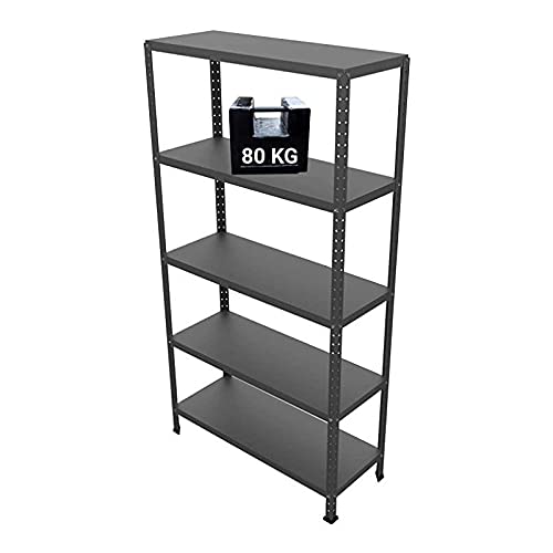 GRIMA SCAFFALE IN METALLO “NERO” ETTORE KIT BULLONI 100 X 40 X H187 CM CON 5 PIANI