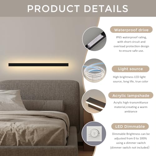 SAIGERUITE 2 Pack 31.5" Outdoor Wall Light LED 3000K Black by SAIGERUITE - Used condition - Image 3