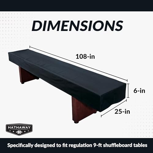 Hathaway 9-Ft Shuffleboard Table Cover – Black Synthetic Leather with Soft Cotton Backing – Durable Dust and Spill Protection for Game Room Shuffleboard Tables - Thumbnail 2