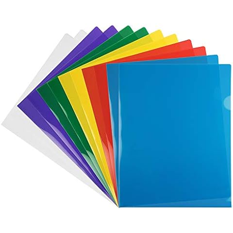 JAM PAPER Plastic Sleeves - Letter Size - 9 x 11 1/2 - Assorted Color Project Pockets - 12 Page Protectors/Pack Cover