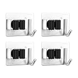 【ADECUADO PARA USO EN INTERIORES Y EXTERIORES】 El material de acero inoxidable con diseño impermeable, los ganchos de almacenamiento organizador de pared multipropósito POPRUN son ideales para colgar trapeadores, escobas, plumeros, herramientas de limpieza, herramientas de jardín, sombrillas, etc