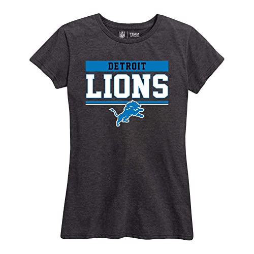 Team Fan Apparel NFL Women's Team Block Charcoal Tagless T-Shirt - Cotton Blend - Rock Game Day with Perfect Comfort & Style (Detroit Lions - Charcoal, X-Large)