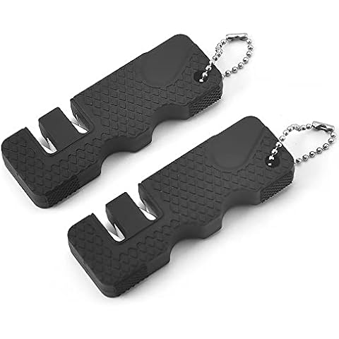 2 Pcs Pocket Knife Sharpener 2 Stages Manual Knife Sharpener Sharp Knife Sharpener for Straight and Serrated Knives Repair and Hone Blades Fast Sharpen Scissor Cover