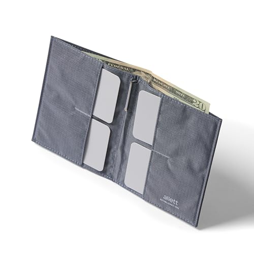 Image of Allett Original Wallet, Slate Grey | Leather, Slim, Minimalist | RFID Blocking, Ultra Thin Bifold, Front Pocket | Holds 4-24+ Cards, Bills, Receipts | Wallets for Men & Women