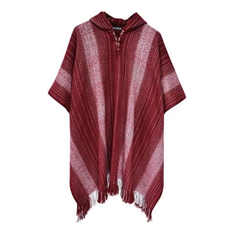 Gamboa Men's Alpaca Wool Hooded Poncho Cover