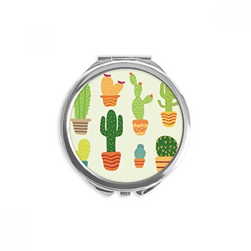 Miroir de poche cactus et succulentes rond et compact pour retouches maquillage