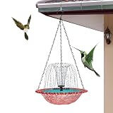 Vogeltränke im Freien | Tiefe Deko mit Solarpumpe | Garten Wildvogeltränke Wasserbecken - für Balkon Handläufe Zäune Terrasse Säulen Hof Hinterhof Rotkehlchen