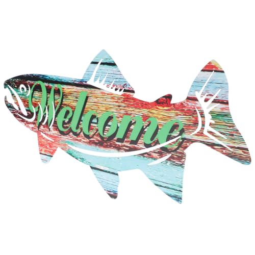 Toyvian Eiserne Fisch wanddekoration Kompakt und Filigran Rustikale Metalldeko für Garten und Außenbereich Realistisches Design Langlebige Gartenskulptur Streudeko für Teichfiguren