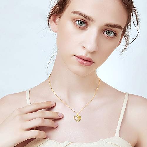 SISGEM 9 ct Gold Heart Necklace for Women, Solid Gold Rose Pendant Necklace, for Doctor Nurse Women Girls Ladies Mum Sisters, 16"+1"+1"