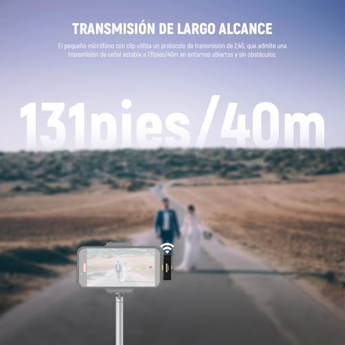 Micrófono lavalier inalámbrico omnidireccional para iPhone Android y portátil KM23 de dos canales 4