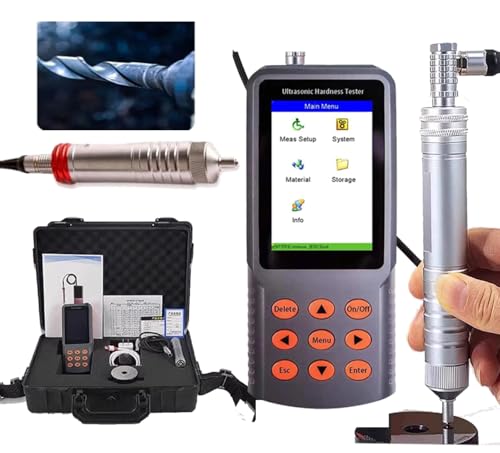 VTSYIQI Ultrasonic Hardness Tester Meter Digital Ultrasonic Sclerometer Gauge Instruments with ±4% HV Accuracy Force 98N Minimum Workpiece 2mm for Small Forgings Foundry Materials