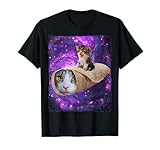 Cute Space Cat Kitty Riding A Burrito Cat In Outer Space T-Shirt