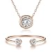 Rose Gold Silver Tone Cuff Bangle Bracelet Zirconia Crystal Stone Jewelry for Women