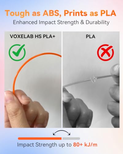Image of VOXELAB HS PLA+ Filament 1.75mm, High Speed PLA Plus 3D Printer Filament, 1kg (2.2lbs) for Most FDM 3D Printers, Enhanced Toughness & Smooth Printing, Superior Layer Adhesion(Orange)