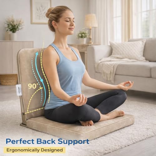 Image of Kawachi Back Support Portable Relaxing Folding Yoga Meditation Floor Chair (Chocolate Brown)
