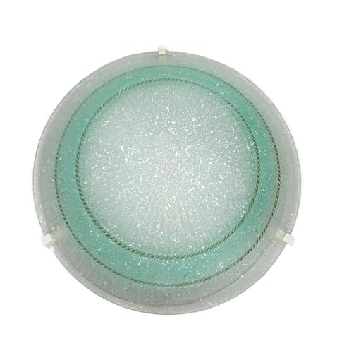 Generico Plafoniera da soffitto classica in vetro rotonda decorata camera da letto, sala da pranzo, cucina, bagno, ingresso corona verde D 40 cm