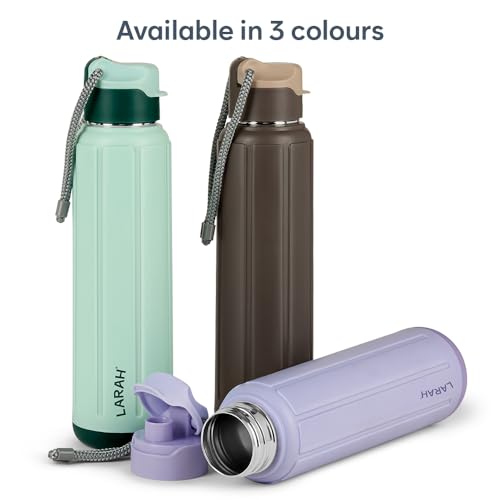 Image of Larah by Borosil 680 ml Amaze Lavender Stainless Steel Water Bottle | Made in India Pu Insulated Thermoware | Leakproof, BPA Free| Bottle for Office, School, College & Gym, Daily Use | 1 Year Warranty
