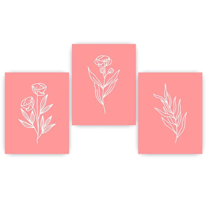 Toile florale rose nordique pour décoration murale de chambre et salon