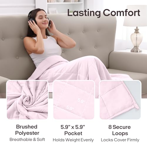 Image of ZonLi Weighted Blanket for Adults (60 inchx80 inch, 15lbs, Pink) Queen Size High Breathability Cooling Heavy Blanket, Soft Material with Premium Glass Beads, All-Season, Easy Care