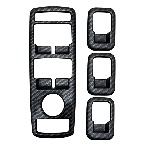 OUBOLUN Car Interior Accessories ABS Window Rises Cover Imitation Matte Carbon Fiber Inner Decoration for Tesla Model X Model S 2014-2020