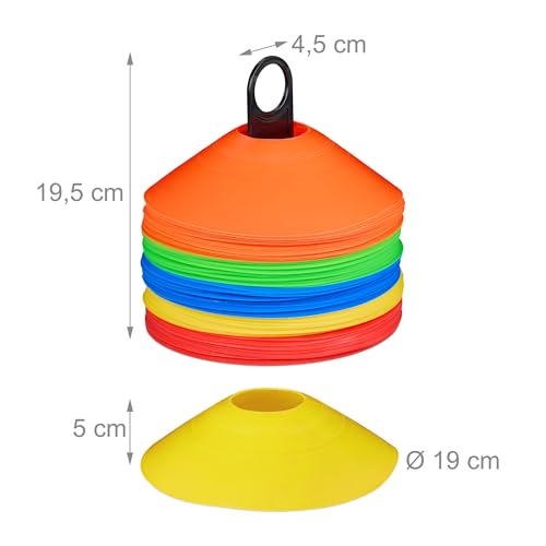 Plot de sport Relaxdays lot de 80 coupelles colorées en plastique avec support - 5