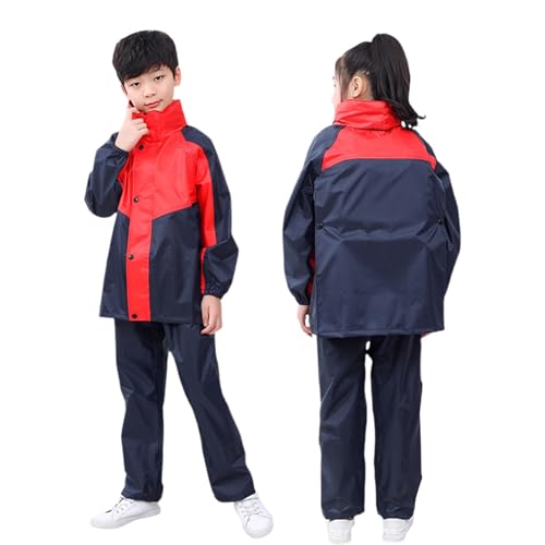 Kids Boys Windproof Hooded Raincoats Color Block Fall Warmth Thickened Lined Rain Jackets Girls Athletic Raincoats