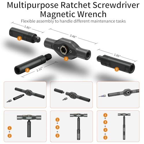 Image of 2026 New Tools 24 in 1 Magnetic Ratchet Screwdriver Set, Multi Bit DIY Magnetic Screwdriver Set with Detachable Ratchet Handle, Portable Precision Repair Tool Kit for Furniture, Electronics, Bicycle