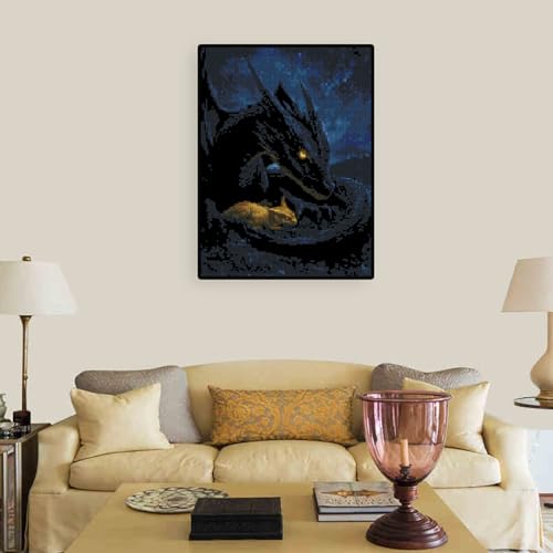 Image of Dargon Stamped Cross Stitch Kits - Needlepoint Counted Cross Stitch Kits for Beginner Adult Crossstitching Printed Dimensions Patterns Stitch Embroidery Kits Arts and Crafts (11CT Without Frame)