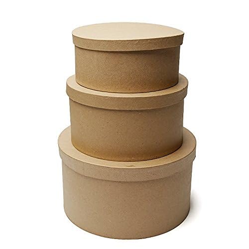 Factory Direct CraftHandcrafted Paper Mache Round Boxes - 3 Boxes