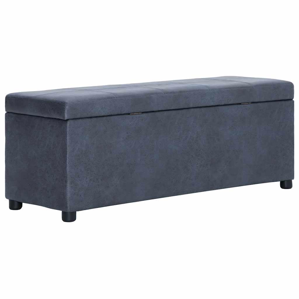 Panca con vano portaoggetti, 116 cm, colore grigio, effetto pelle