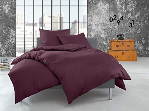 Bettwaesche-mit-Stil warme Fein Flanell Winter Bettwäsche brombeer Uni/einfarbig 155x220 + 80x80 cm - 100{aba0462fb7cfe3d248cdb7f2bae22f95734dc0234edf2790851e613d909b91ea} Baumwolle