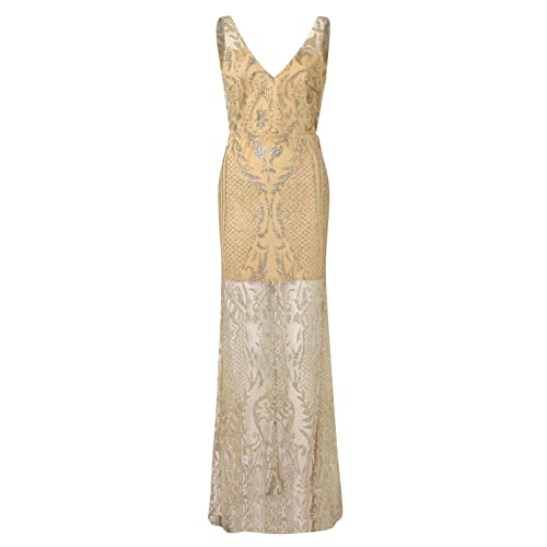 Robe de bal dorée longue fluide grande taille pour valoriser les formes