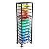 Simple Trending 14 Tier Rolling File Cart, Desk File Organizer with Sliding Trays and Wetal Mesh Paper Letter Storage Multi-Functional Rolling Clutter Cart for Office, Home, School, Black