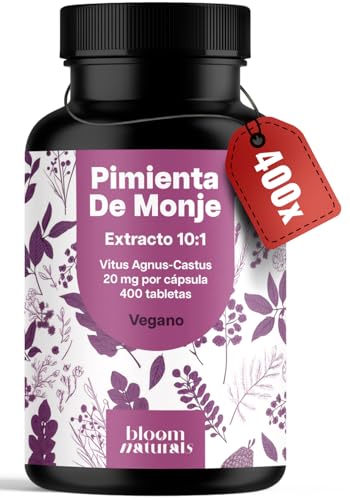 Pimienta de Monje Vitex Agnus Castus - 400 Tabletas - Extracto 10:1 de Sauzgatillo - Vegano y Producido en Alemania