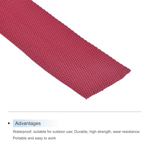 Image of MECCANIXITY Lightweight Polypropylene Webbing Strap 2 inch 10 Yard Backpack Strapping Band Dark Red for Outdoor Luggage Cargo Straps