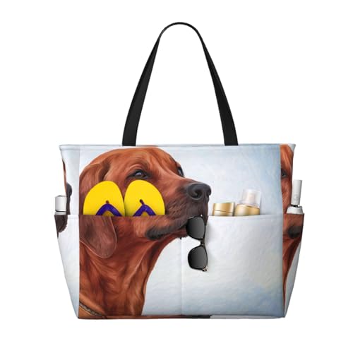 Sac de plage Rhodesian Ridgeback grand format idéal pour vos sorties estivales et le shopping