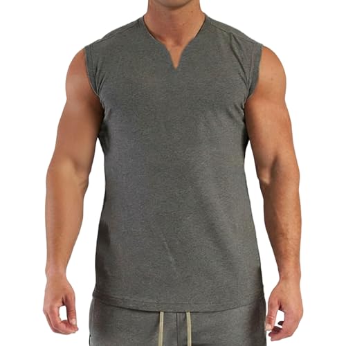 Débardeur d'entraînement homme col en V maillot sport sans manches noir