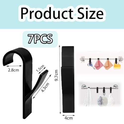 QhgPnt 7PCS Radiator Towel Hooks, Black Radiator Hooks, Towel Rail Radiators Hook, Hook Towels Radiators for Bathroom - Image 2